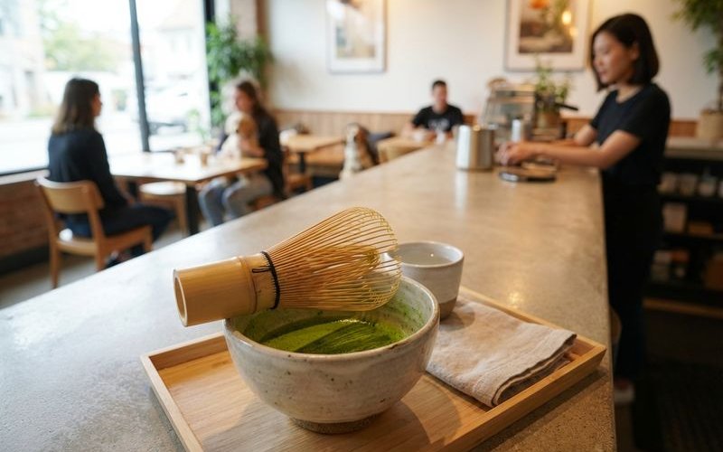 Matcha powder and traditional whisk