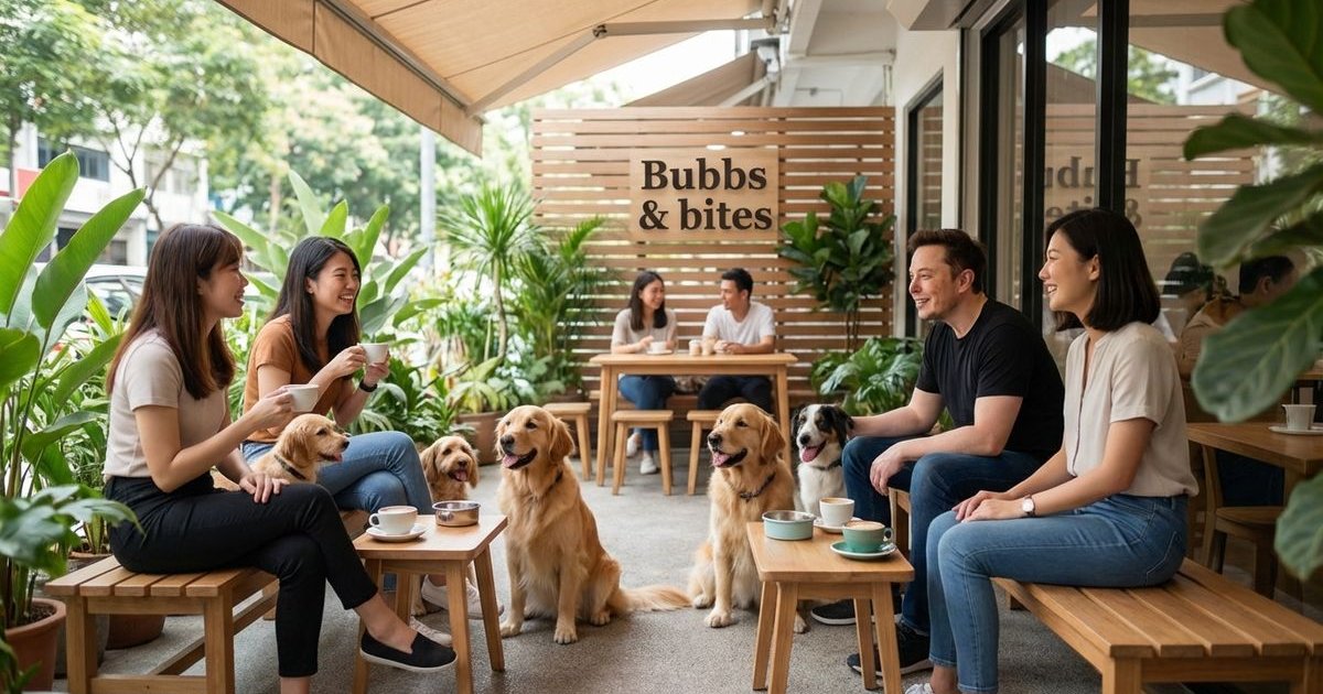 Pet-friendly cafe scene in Kota Damansara with happy pets and owners