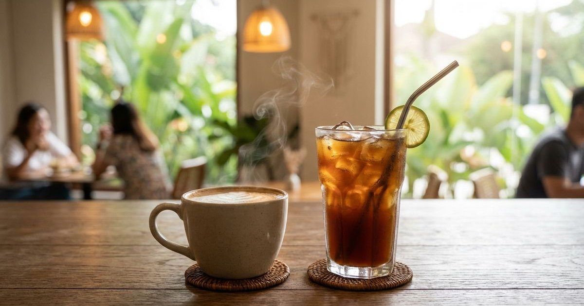 Hot and iced coffee drinks compared side by side