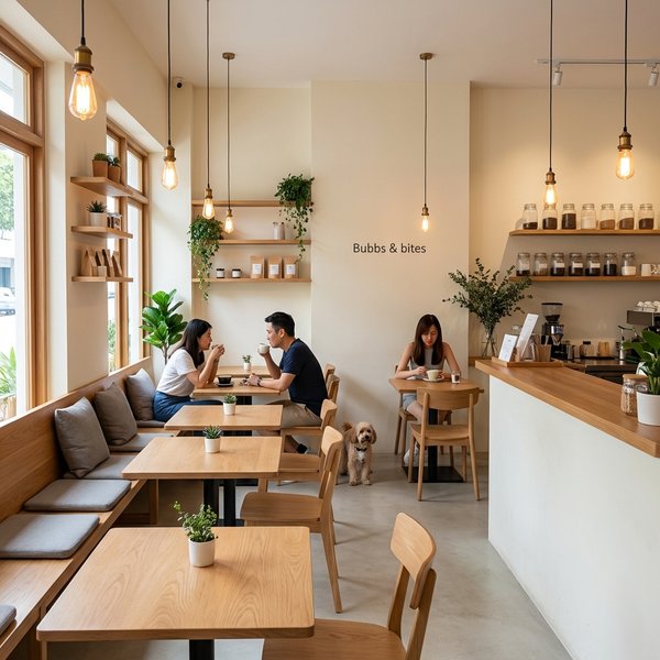 Muji-inspired cafe interior